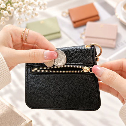 Compact PU Leather Card Wallet with ID Window & Coin Pocket