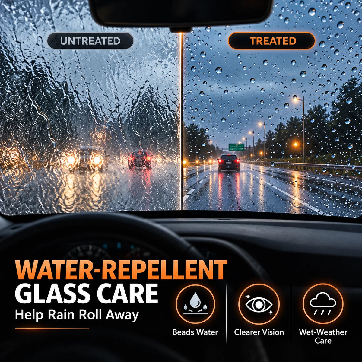2-in-1 Glass Cleaner & Water Repellent with Applicator