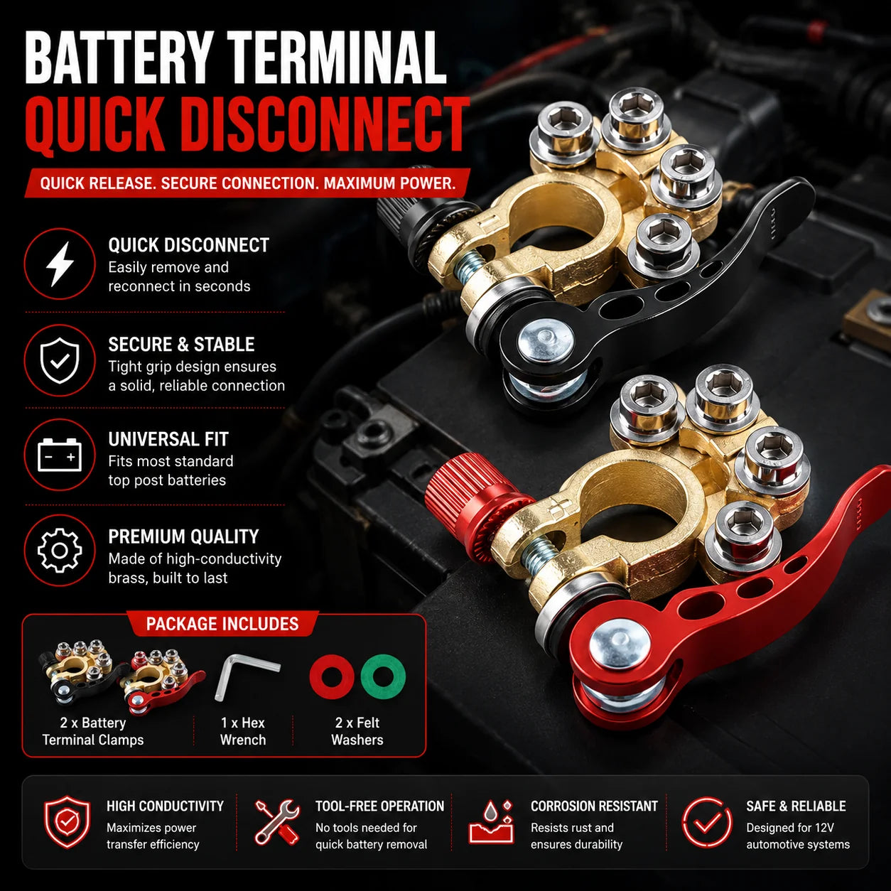 4-Post Quick Release Battery Clamps