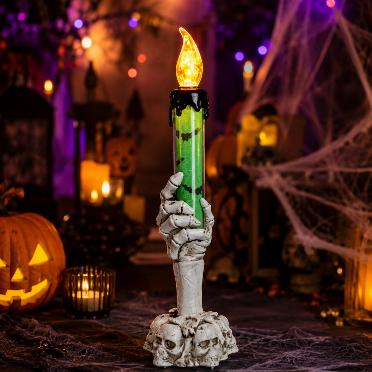 Spooky Skeleton Hand LED Halloween Decor Candle💀