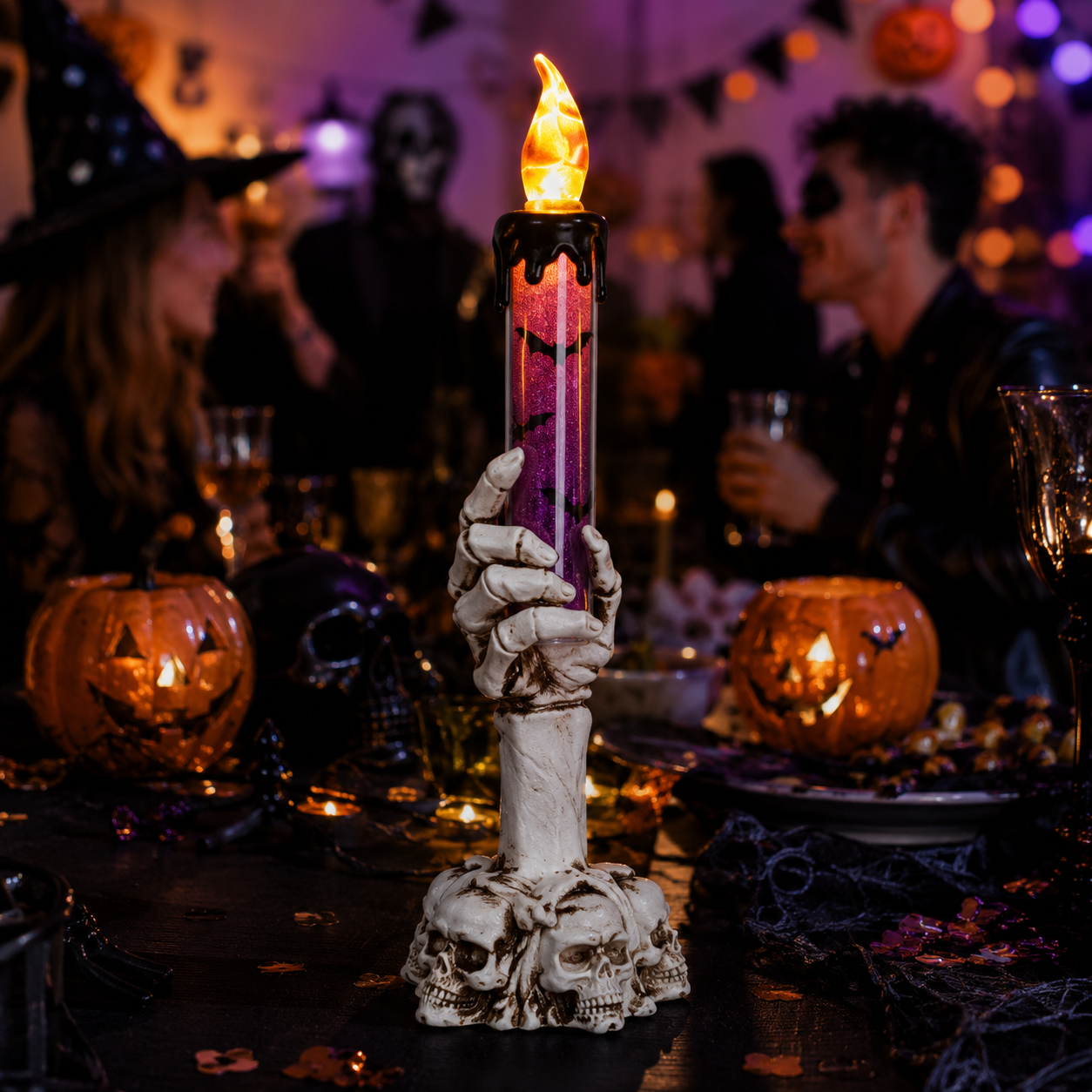 Spooky Skeleton Hand LED Halloween Decor Candle💀