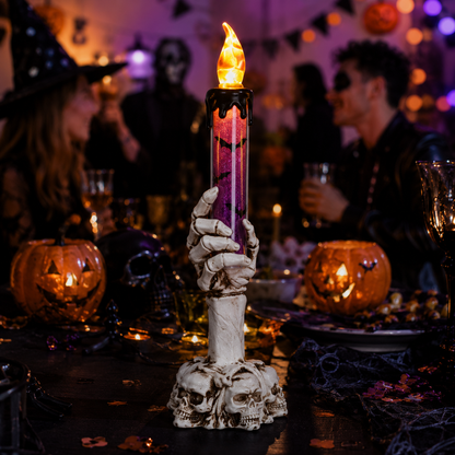 Spooky Skeleton Hand LED Halloween Decor Candle💀