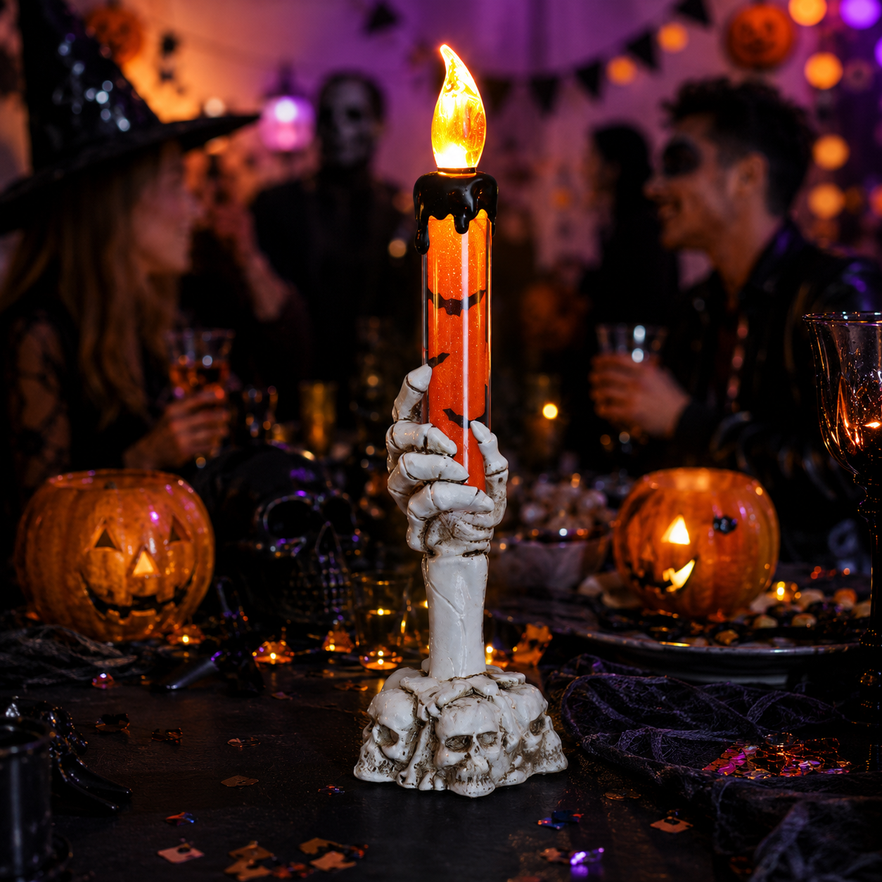 Spooky Skeleton Hand LED Halloween Decor Candle💀
