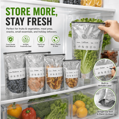 🥗 Reusable Foil Storage Bags – Fresh & Sealed