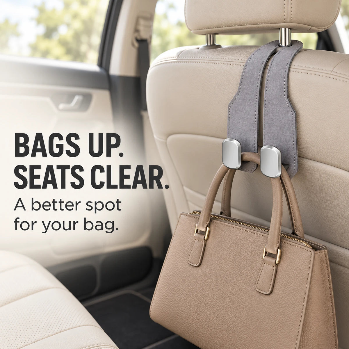 Car Headrest Hooks for Bags | Dual Hook Organizer