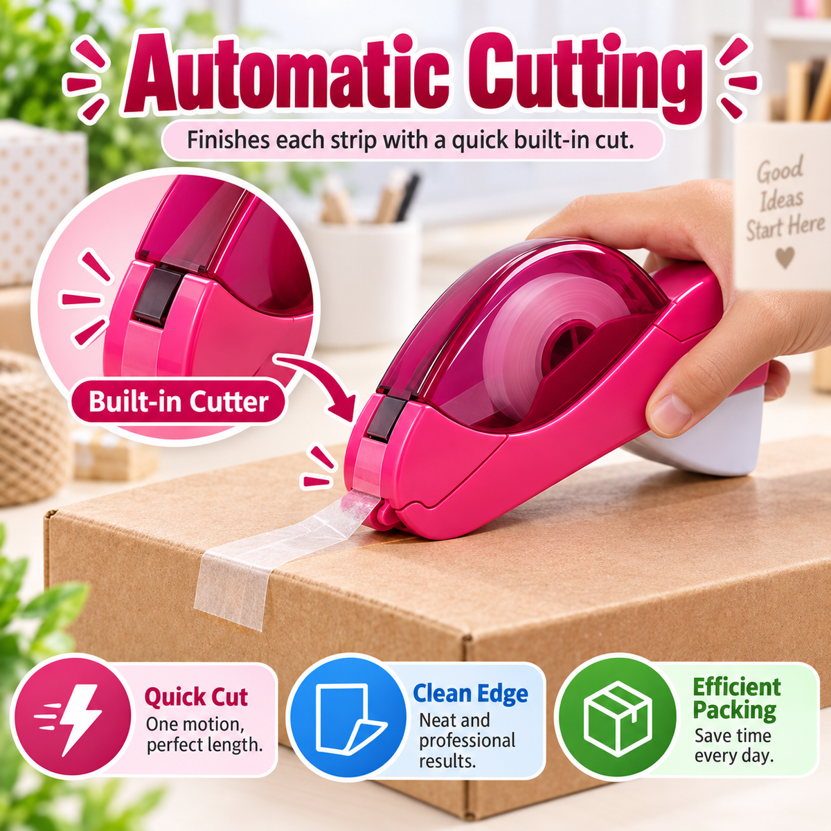 One-Hand Auto-Cut Tape Dispenser