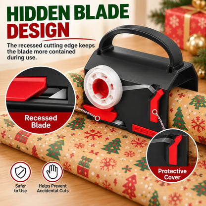 2-in-1 Wrapping Paper Cutter & Tape Dispenser for Gifts