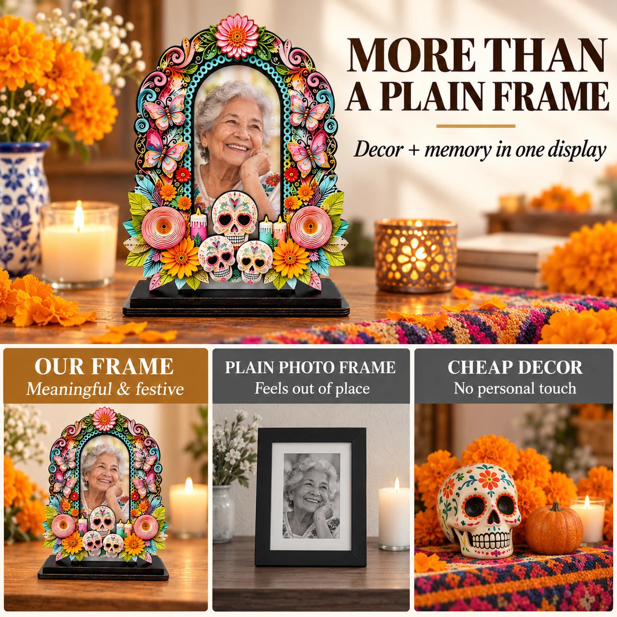 Día de los Muertos Memorial Photo Frame | Ofrenda Display