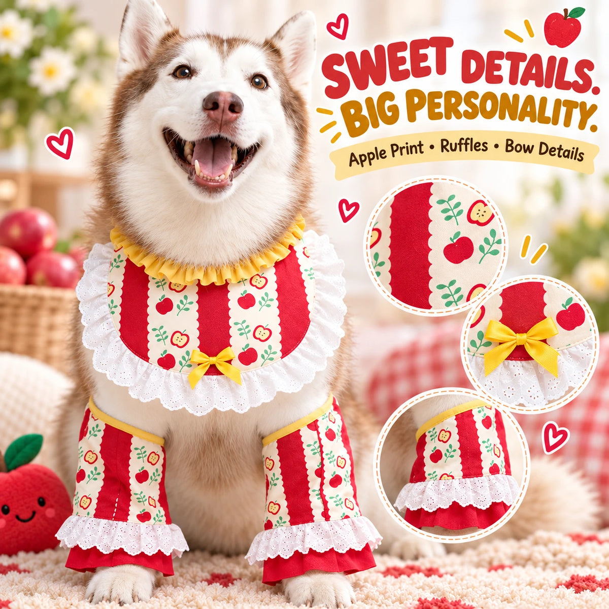 Christmas Apple Dog Costume & Holiday Photo Outfit