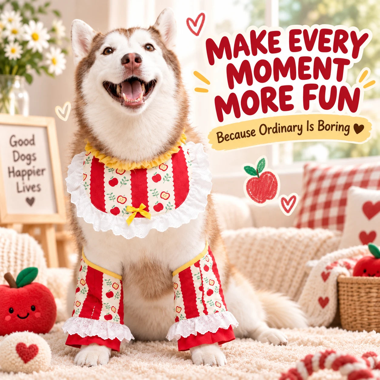 Christmas Apple Dog Costume & Holiday Photo Outfit