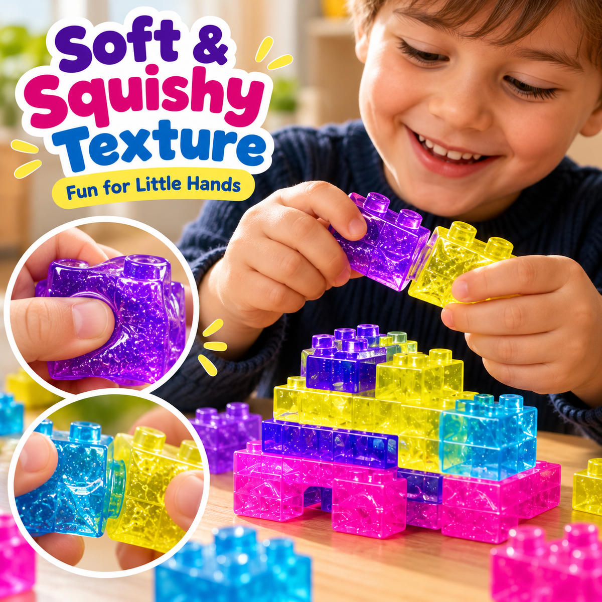 🌙 Glow-in-the-Dark Squishy Jelly Building Blocks – Soft Creative Building Toy for Kids