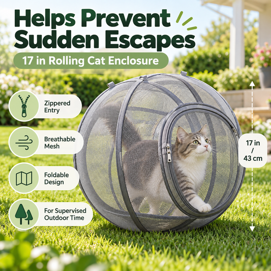 🐾 360° Panoramic Roll-Up Cat Playpen – Suitable for Indoor/Outdoor Use, Lawn Play, and Travel; Easy to Store, Breathable, and Washable