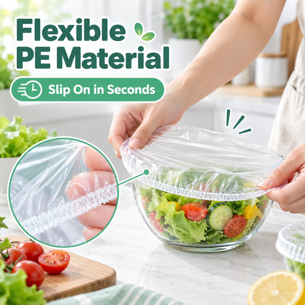🥗✨ Stretchable PE Food Covers | One Stretch Fits More Bowls 🍓🥣