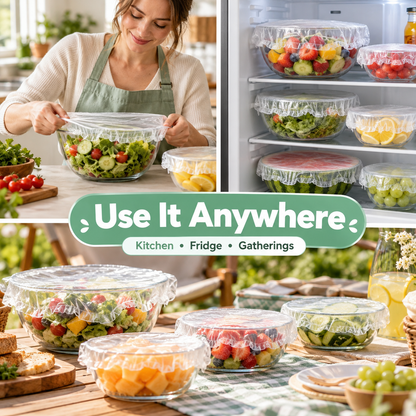 🥗✨ Stretchable PE Food Covers | One Stretch Fits More Bowls 🍓🥣
