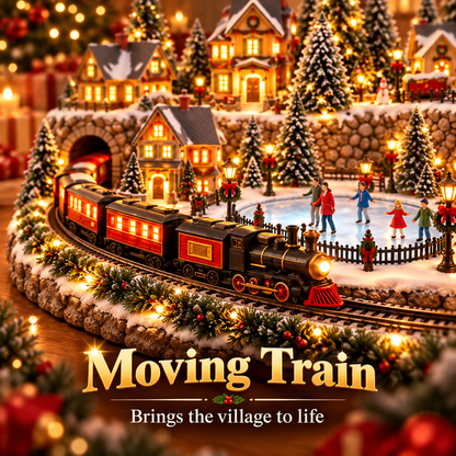 🎄🚂 Animated Christmas Village Train & Ice Rink ✨ Lighted Musical Winter Wonderland