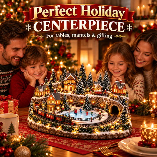 🎄🚂 Animated Christmas Village Train & Ice Rink ✨ Lighted Musical Winter Wonderland
