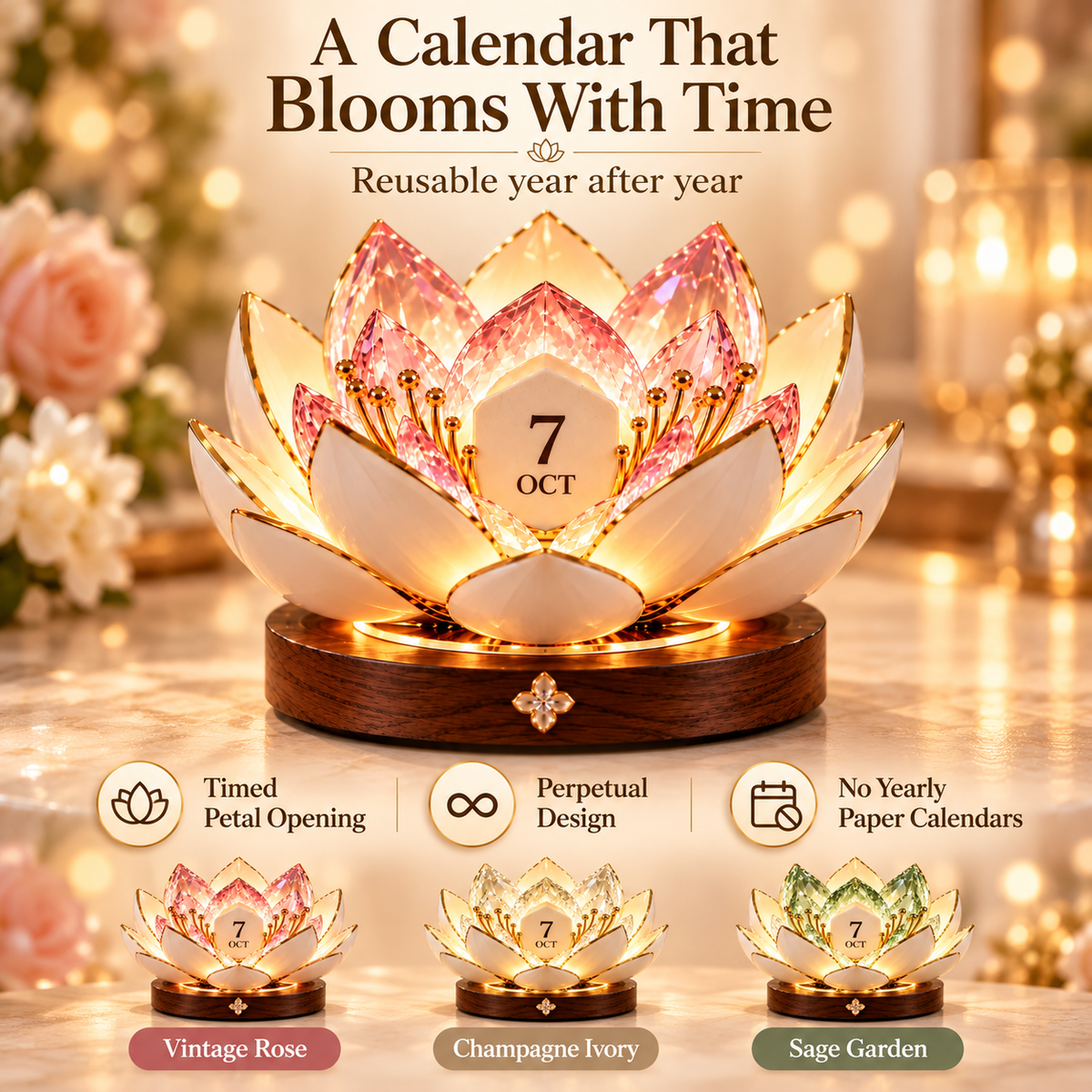 🌸✨ Automatic Blooming Perpetual Calendar 🌷 A Flower That Blooms Year After Year ♾️💖