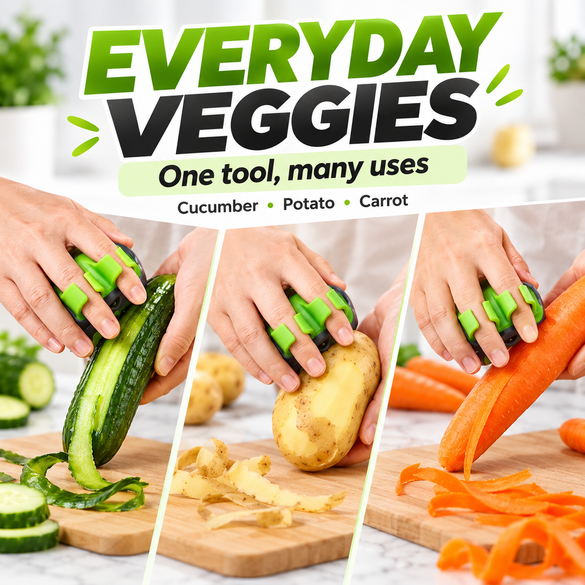 🥔2-Piece Handheld Vegetable Peeler Set – Features Rubber Finger Grips for Comfortable Handling