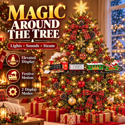 🎄🚂 Christmas Magic Express Train Set – Around the Tree with Lights, Sounds & Steam ✨🎅