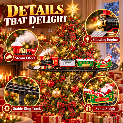 🎄🚂 Christmas Magic Express Train Set – Around the Tree with Lights, Sounds & Steam ✨🎅