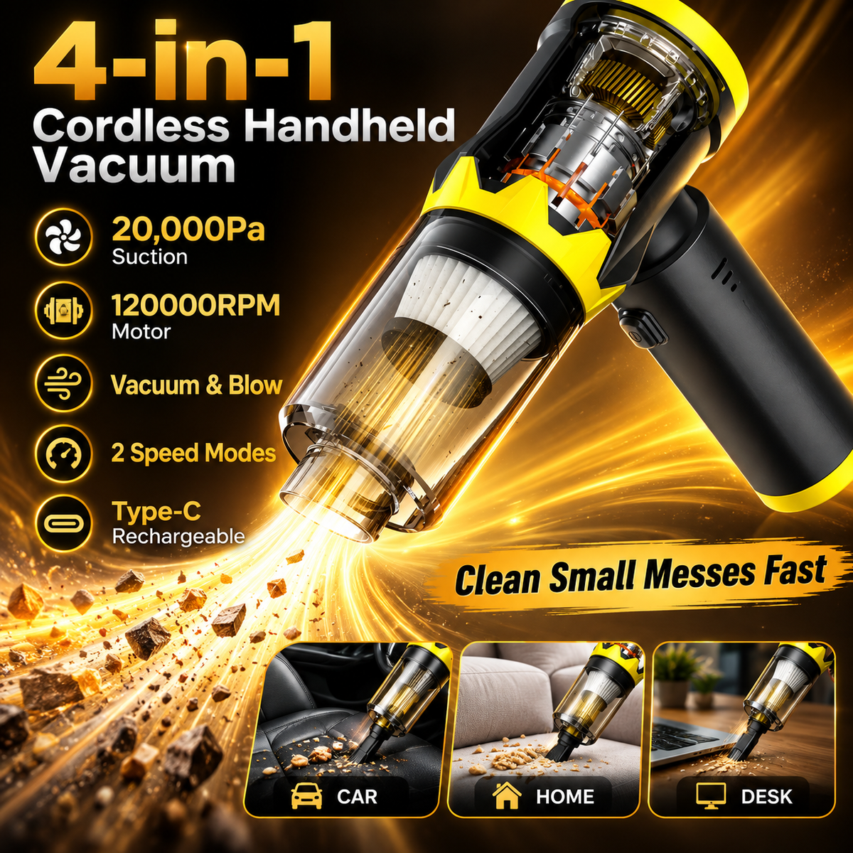 4-in-1 Cordless Handheld Vacuum