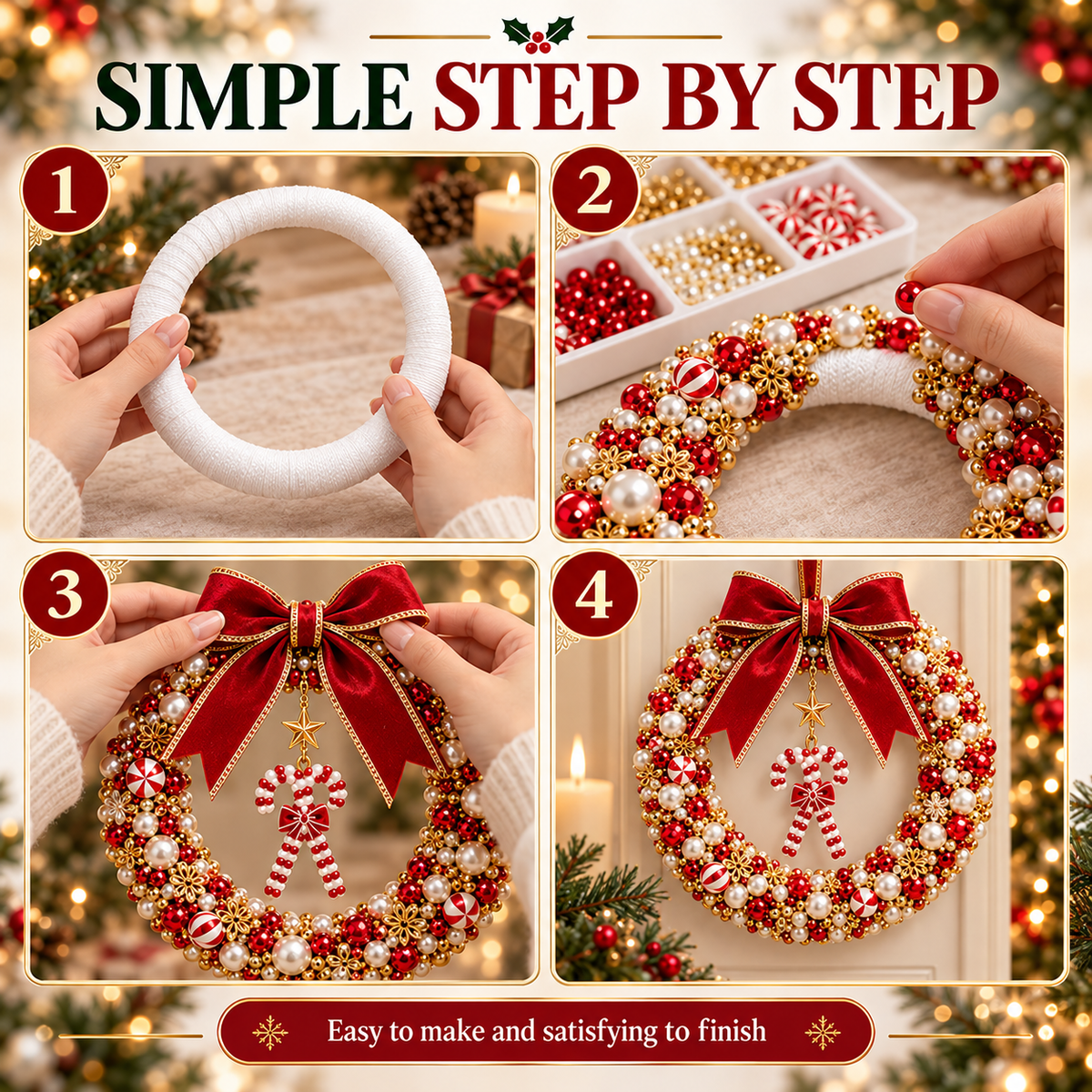 DIY Christmas Pearl Wreath Kit – Create Your Own Beautiful Holiday Decor