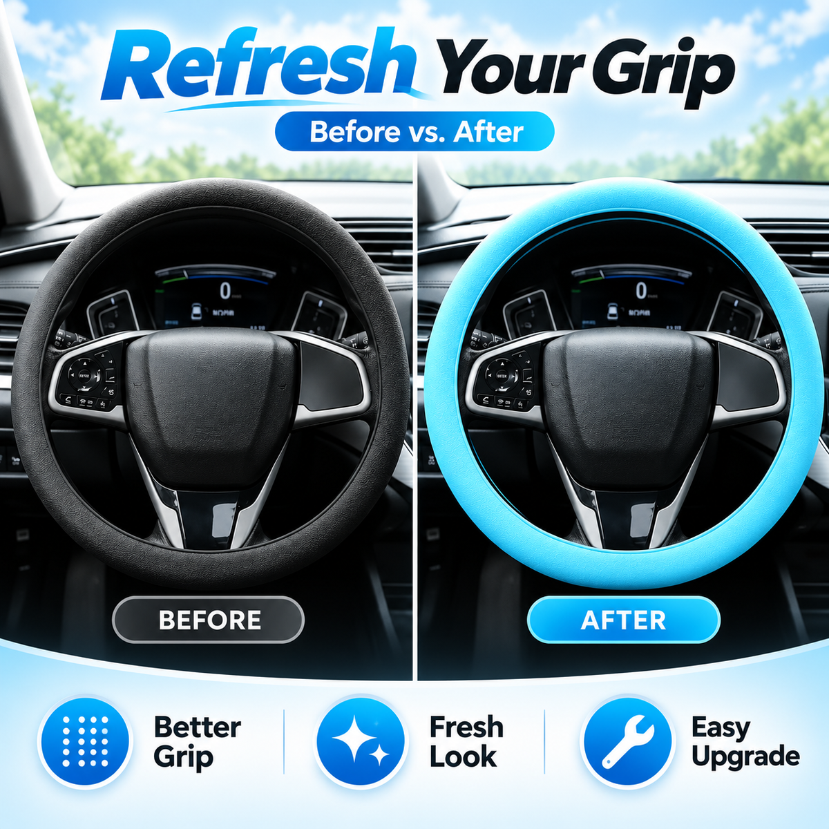 🚗Elastic Silicone Anti-Slip Car Steering Wheel Cover