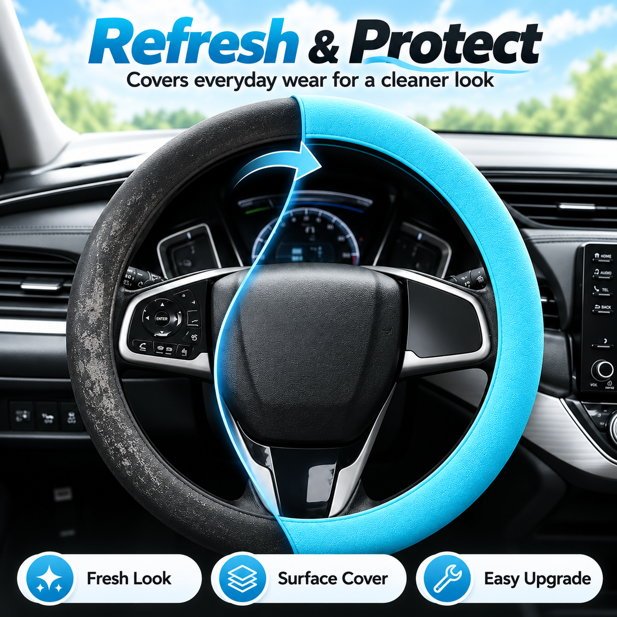 🚗Elastic Silicone Anti-Slip Car Steering Wheel Cover