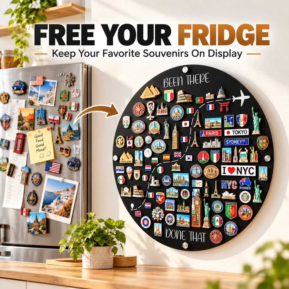 🌍✈️ Travel Magnet Board – Turn Your Travel Memories Into Beautiful Wall Art 🏡❤️