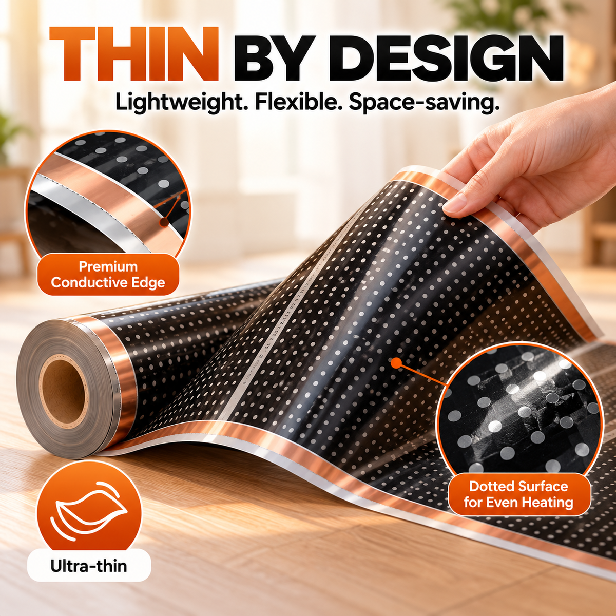 Graphene Infrared Heating Film – Ultra Thin Quiet Heating Film for Wall & Floor Applications