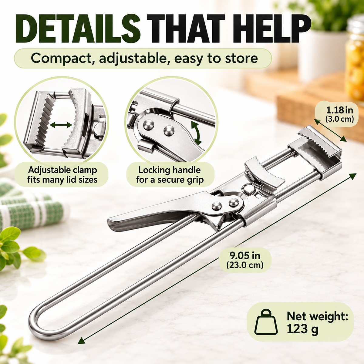 🙌Multifunctional Adjustable Can Opener – Designed for Those with Limited Hand Strength