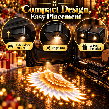 Christmas Angel Wing Car Door Projector Lights – Golden White Welcome Lights 2-Pack