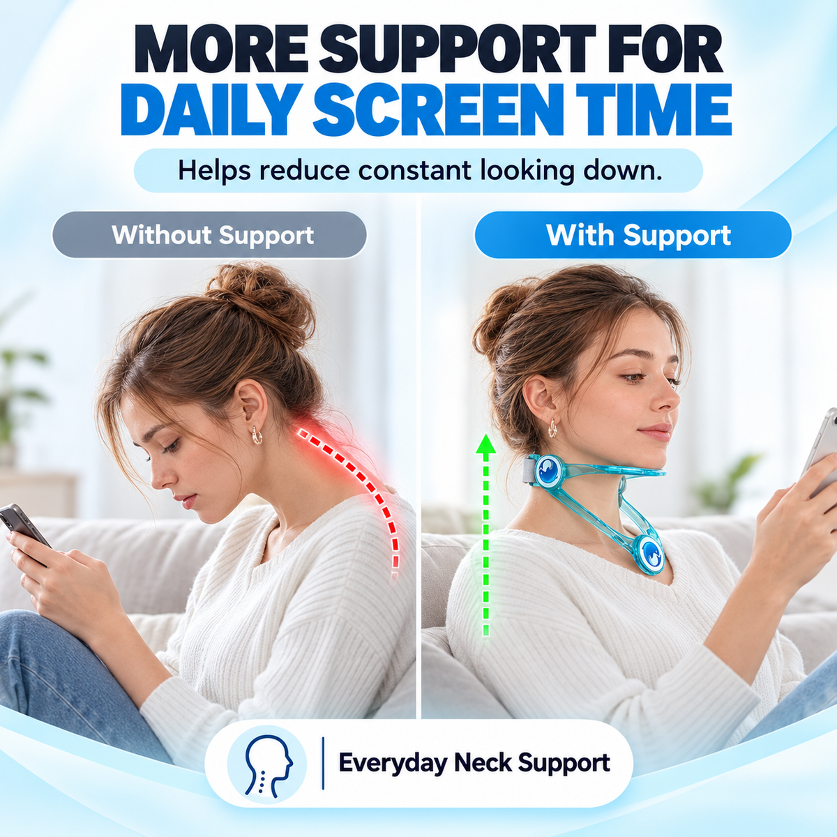 Adjustable Neck Support Brace for Preventing Head-Down Posture