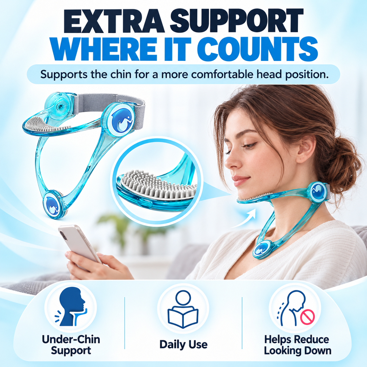 Adjustable Neck Support Brace for Preventing Head-Down Posture