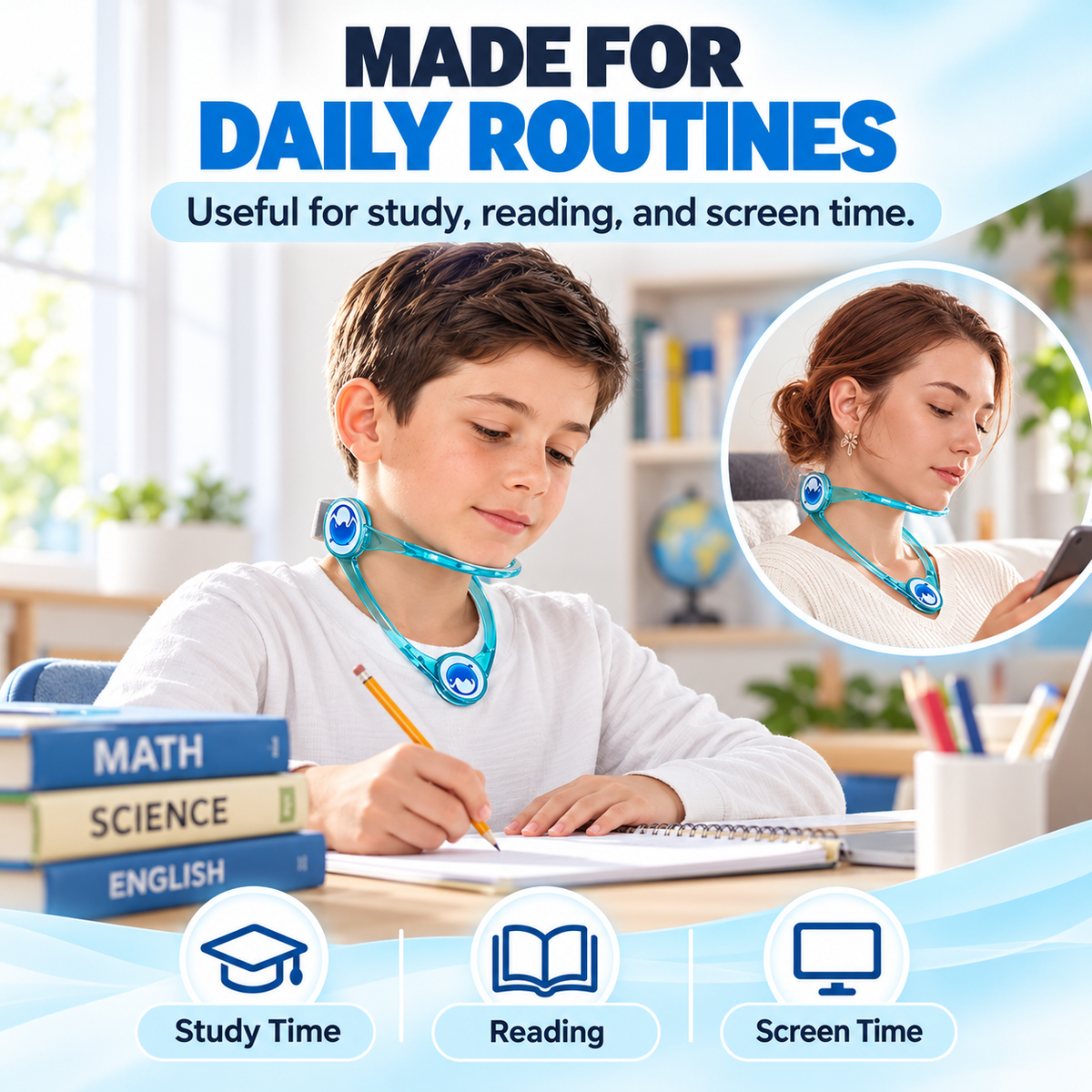 Adjustable Neck Support Brace for Preventing Head-Down Posture