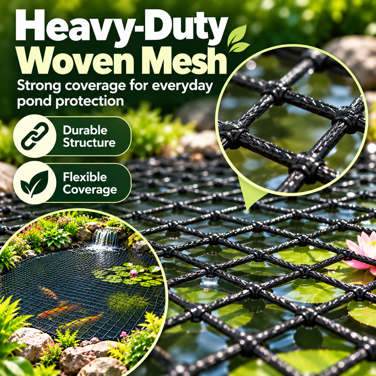 🐟 Heavy-Duty Pond Protection Net – Keep Koi Safe & Leaves Out