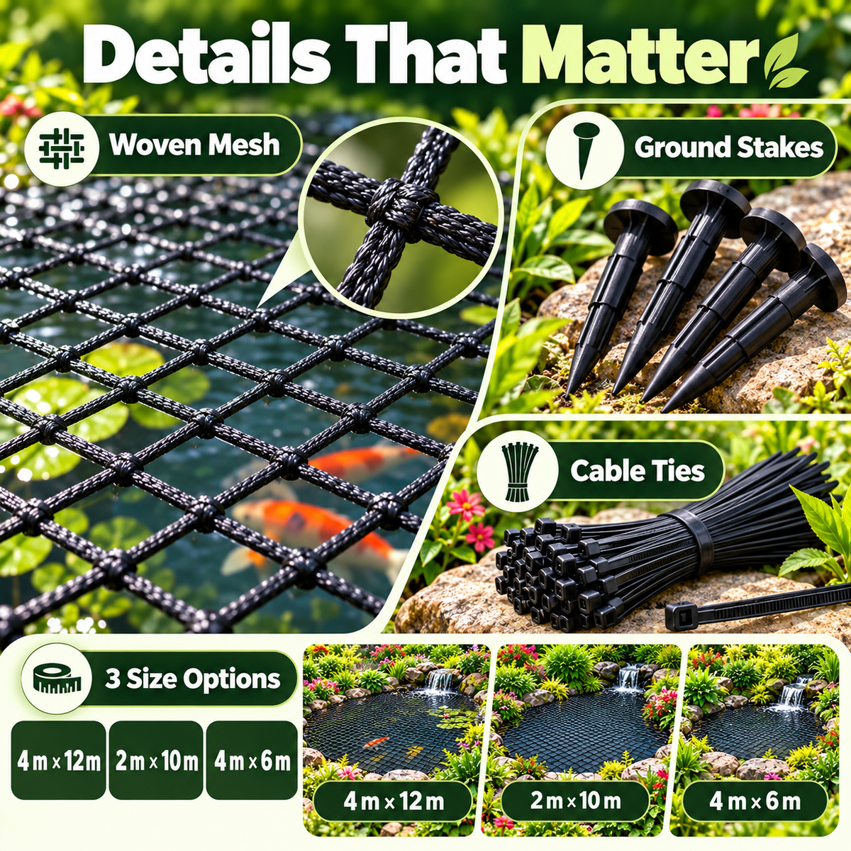 🐟 Heavy-Duty Pond Protection Net – Keep Koi Safe & Leaves Out