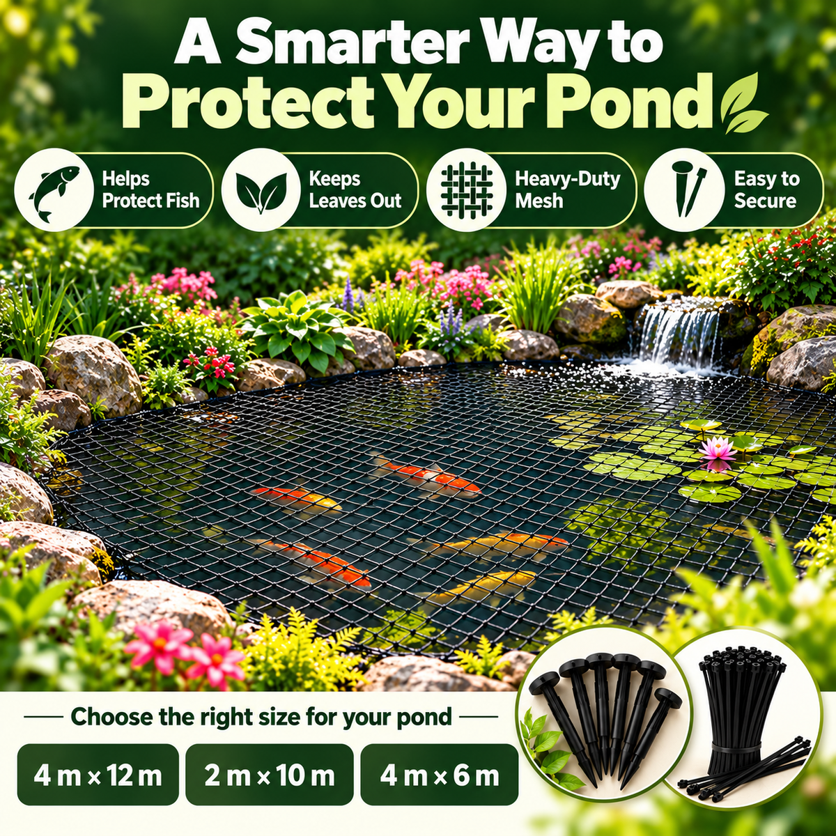 🐟 Heavy-Duty Pond Protection Net – Keep Koi Safe & Leaves Out