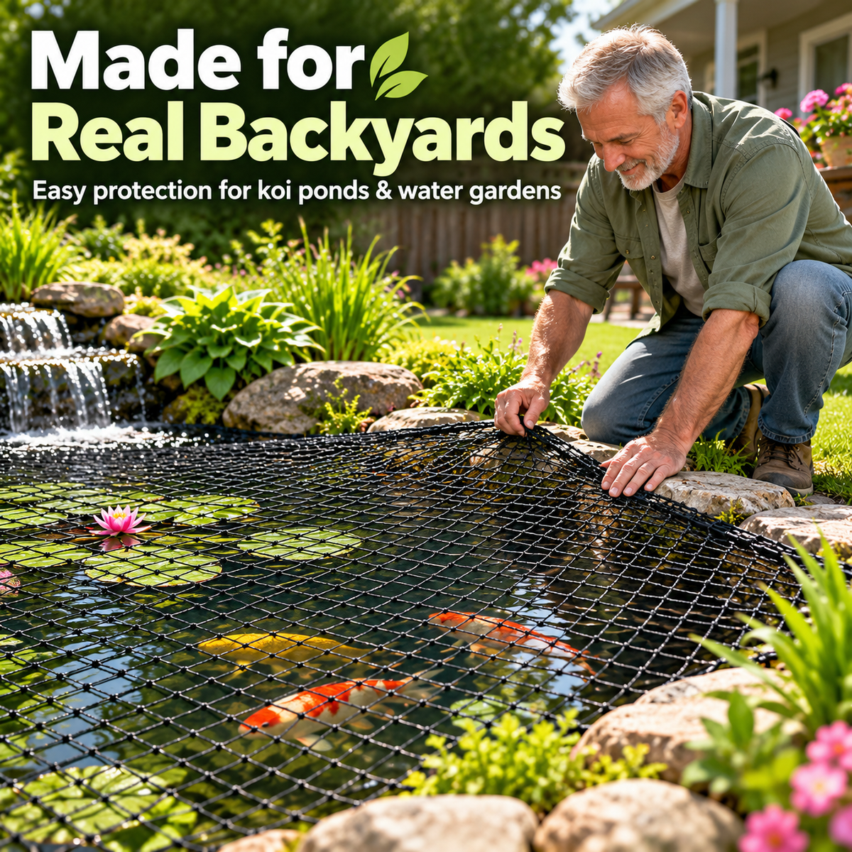 🐟 Heavy-Duty Pond Protection Net – Keep Koi Safe & Leaves Out