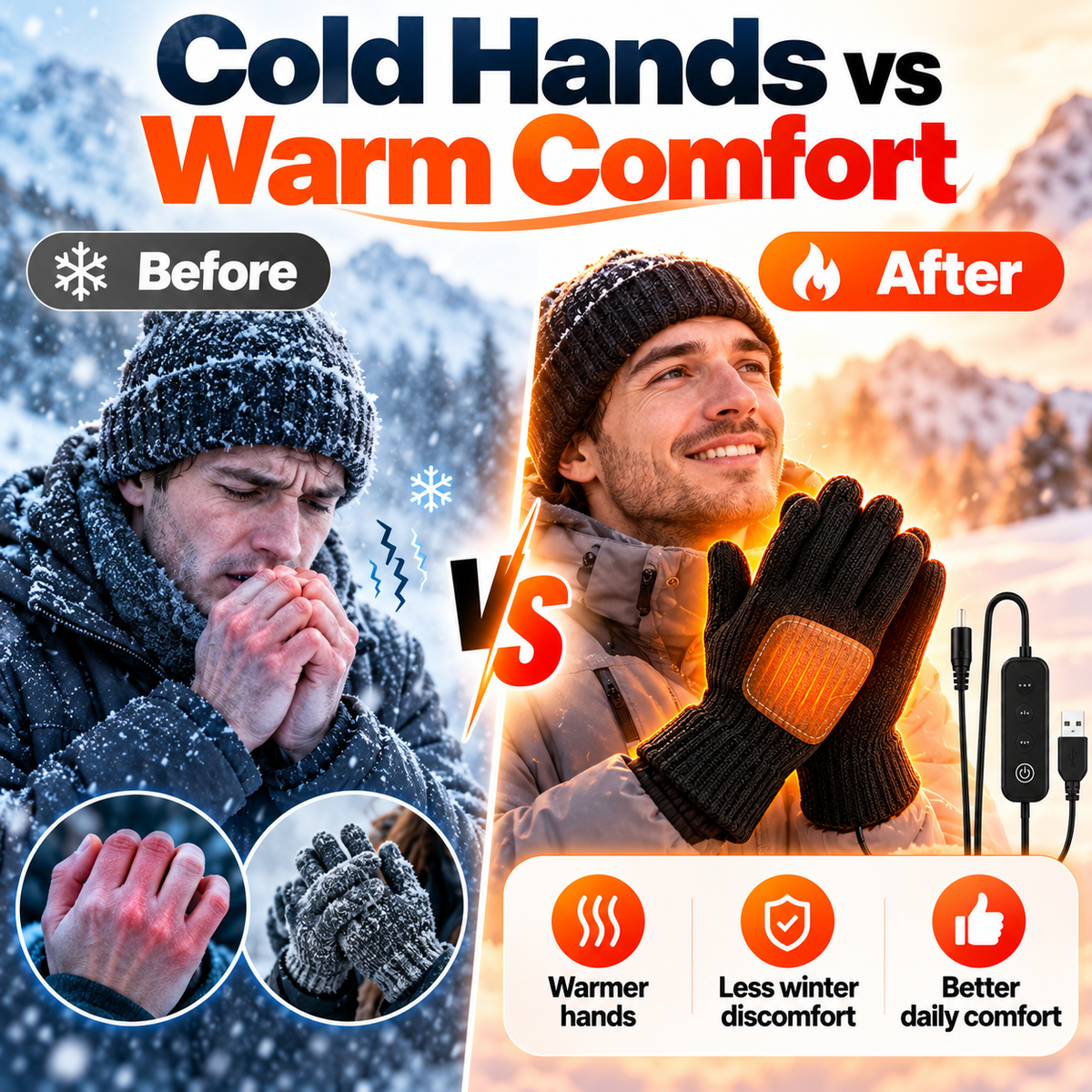 USB Heated Winter Gloves