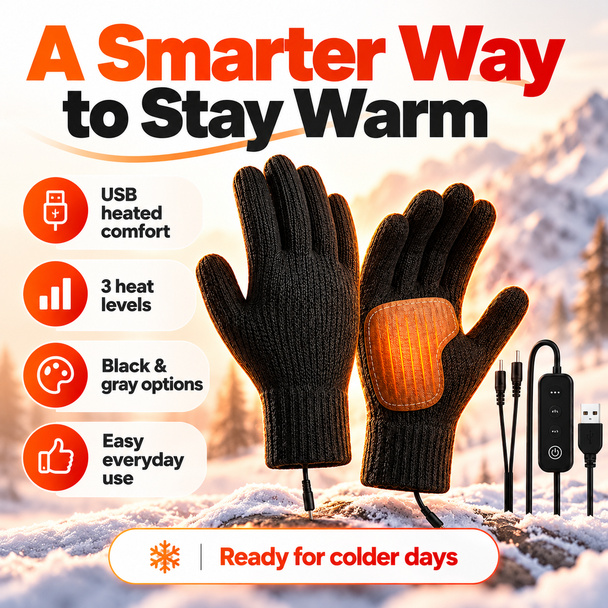 USB Heated Winter Gloves