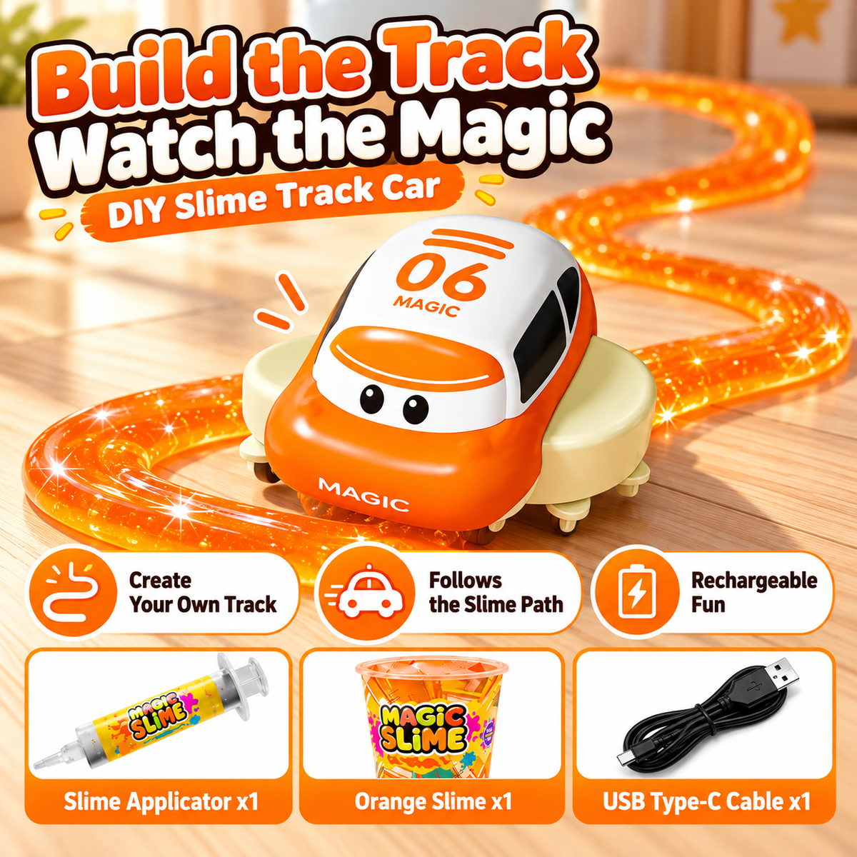 🚗✨ Magic Slime Track Car – DIY Build Your Own Racetrack Toy for Kids 🎨