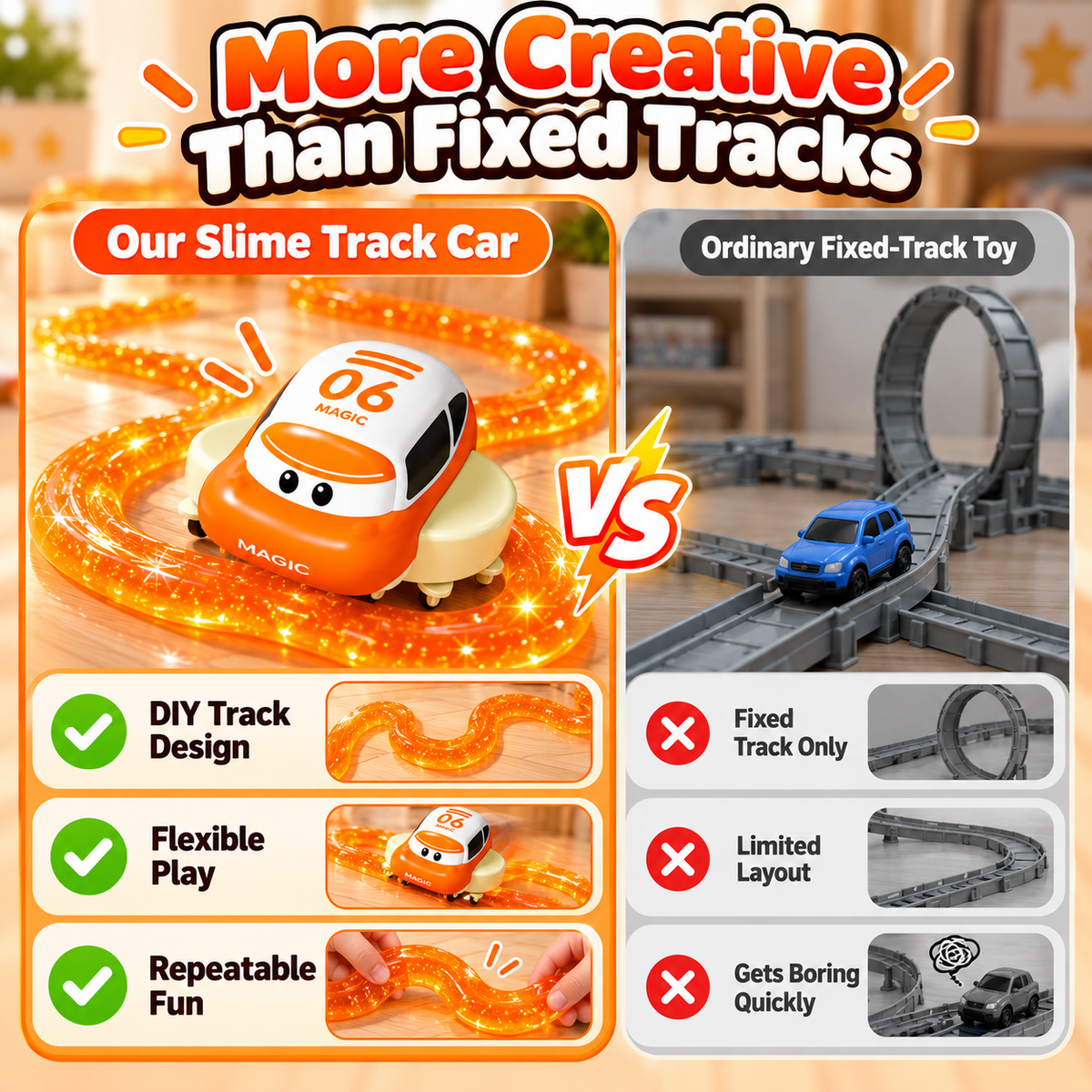 🚗✨ Magic Slime Track Car – DIY Build Your Own Racetrack Toy for Kids 🎨