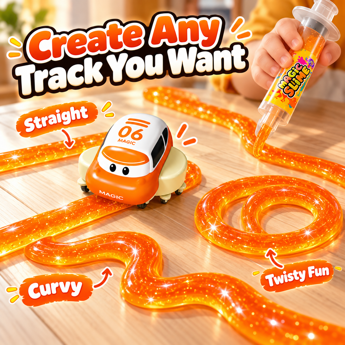 🚗✨ Magic Slime Track Car – DIY Build Your Own Racetrack Toy for Kids 🎨