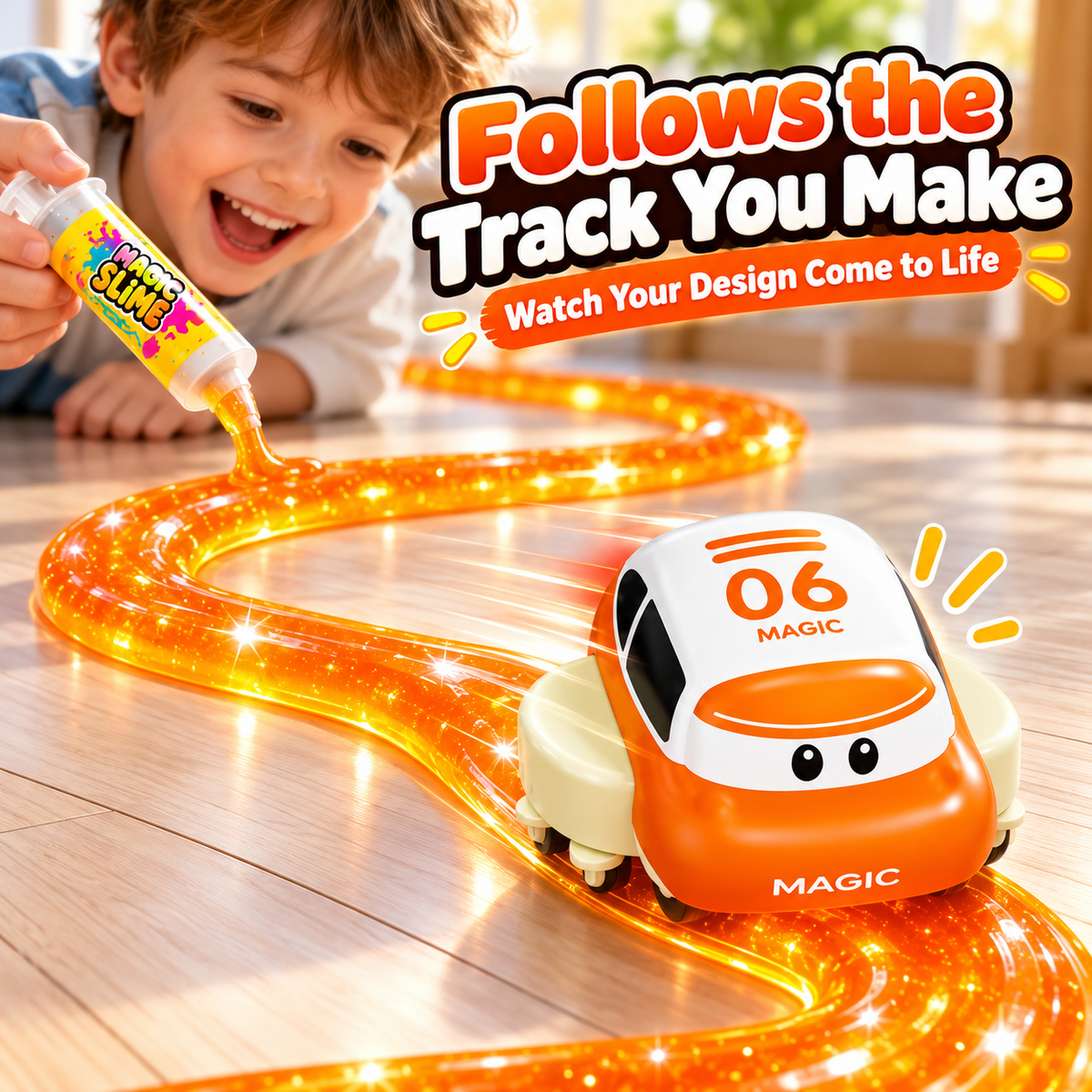 🚗✨ Magic Slime Track Car – DIY Build Your Own Racetrack Toy for Kids 🎨