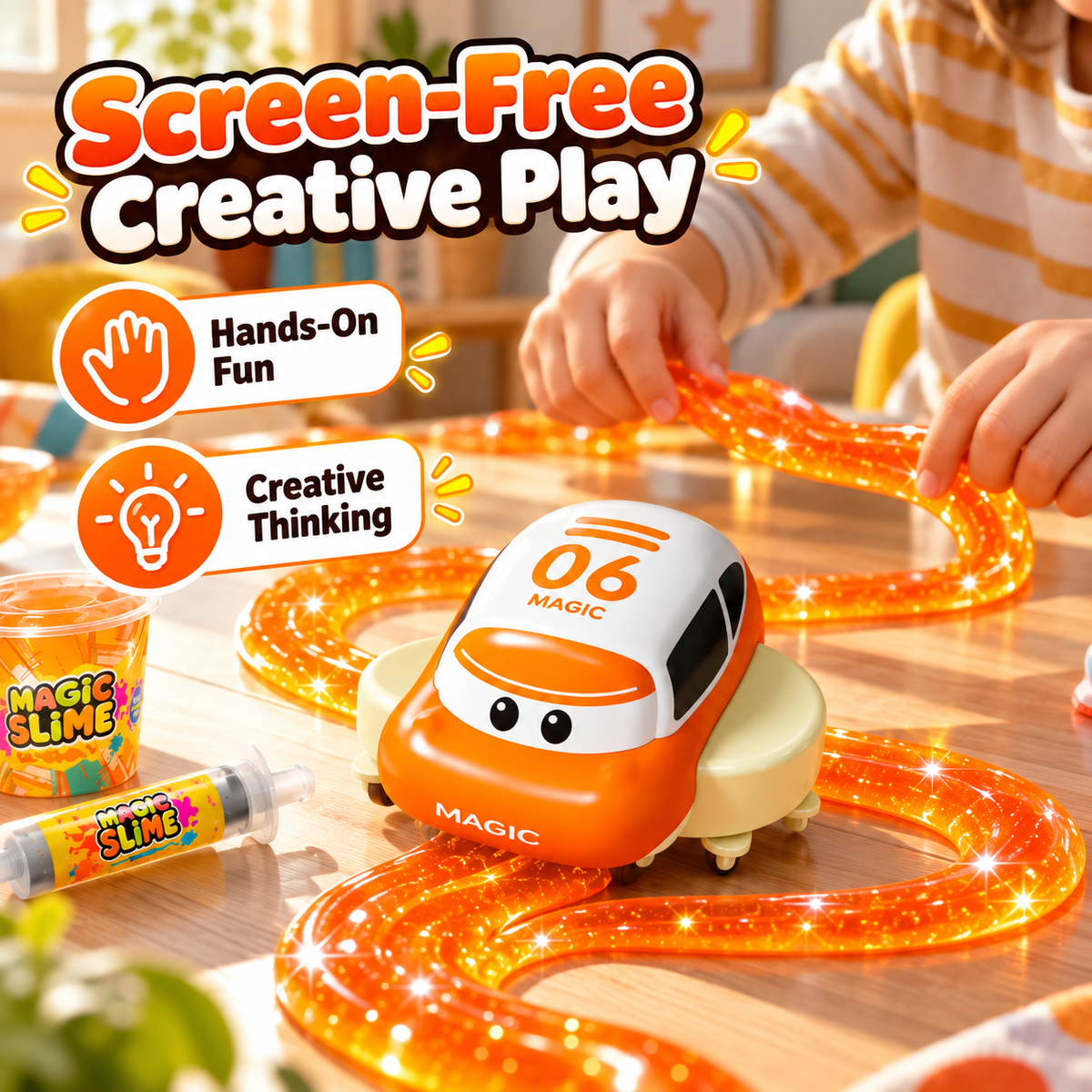 🚗✨ Magic Slime Track Car – DIY Build Your Own Racetrack Toy for Kids 🎨