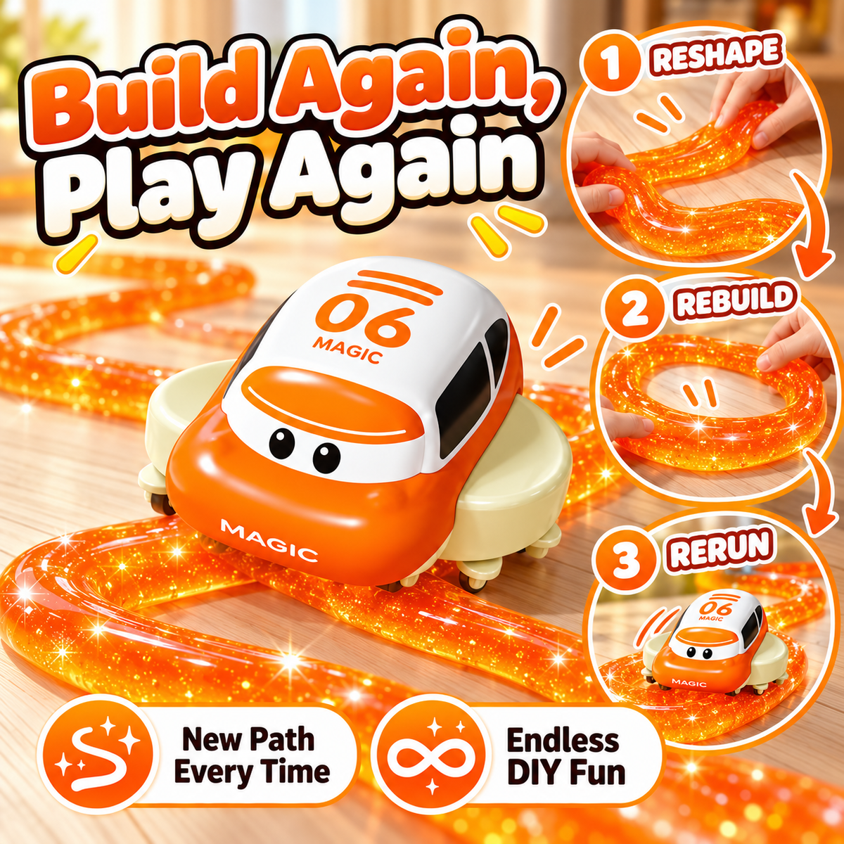 🚗✨ Magic Slime Track Car – DIY Build Your Own Racetrack Toy for Kids 🎨