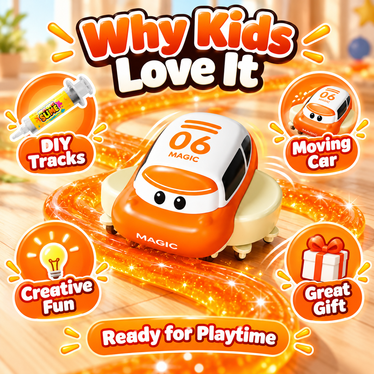 🚗✨ Magic Slime Track Car – DIY Build Your Own Racetrack Toy for Kids 🎨