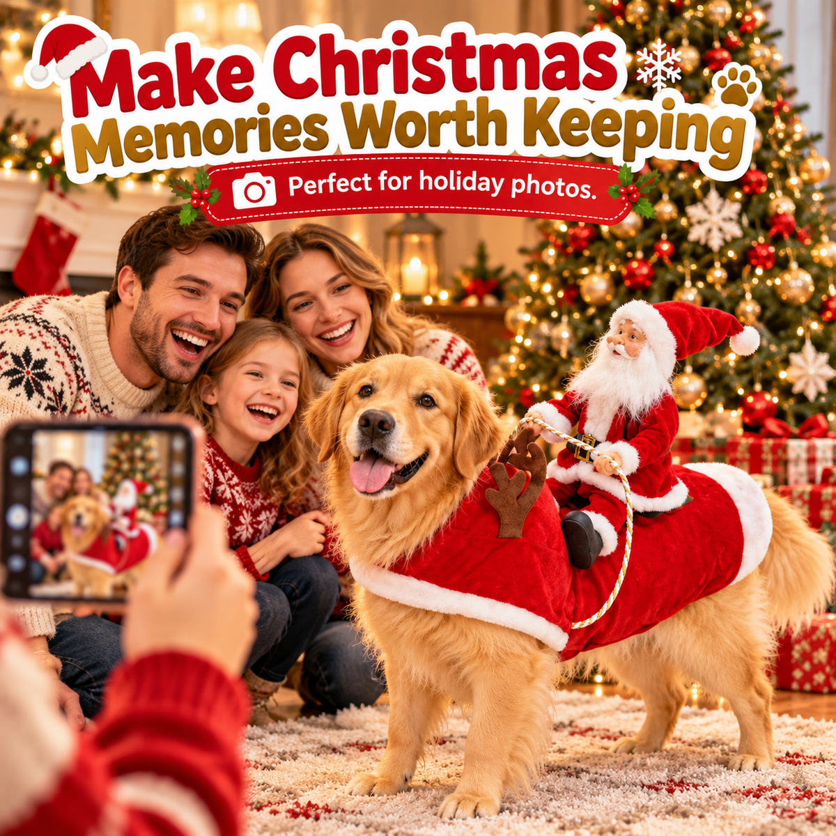 🎉Funny Santa Rider Christmas Dog Costume