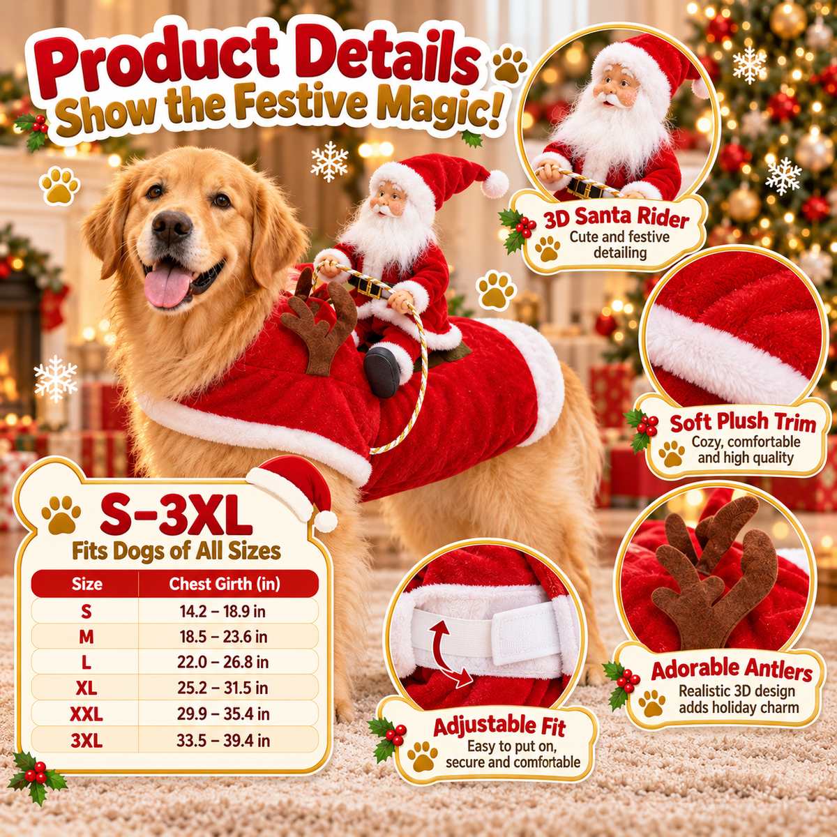 🎉Funny Santa Rider Christmas Dog Costume